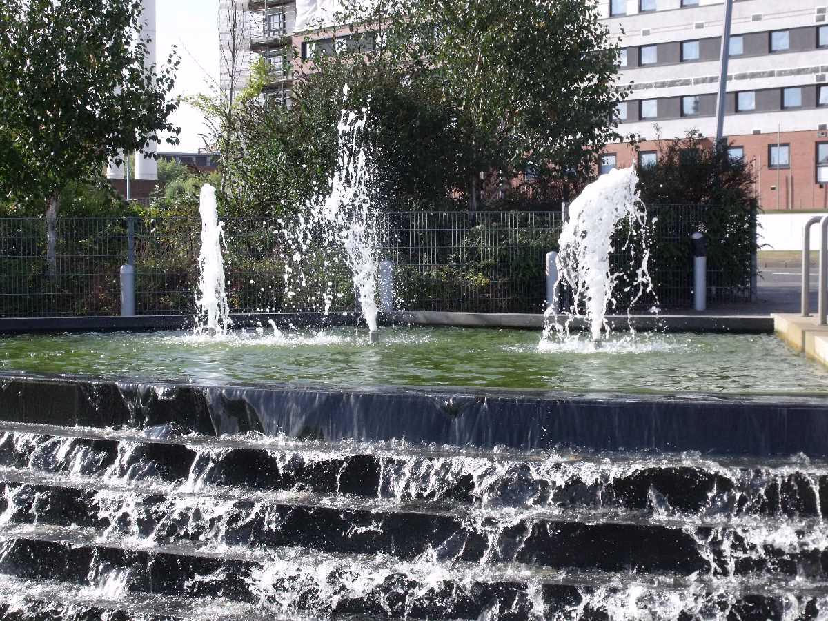 Millennium Point fountain near Jennens Road